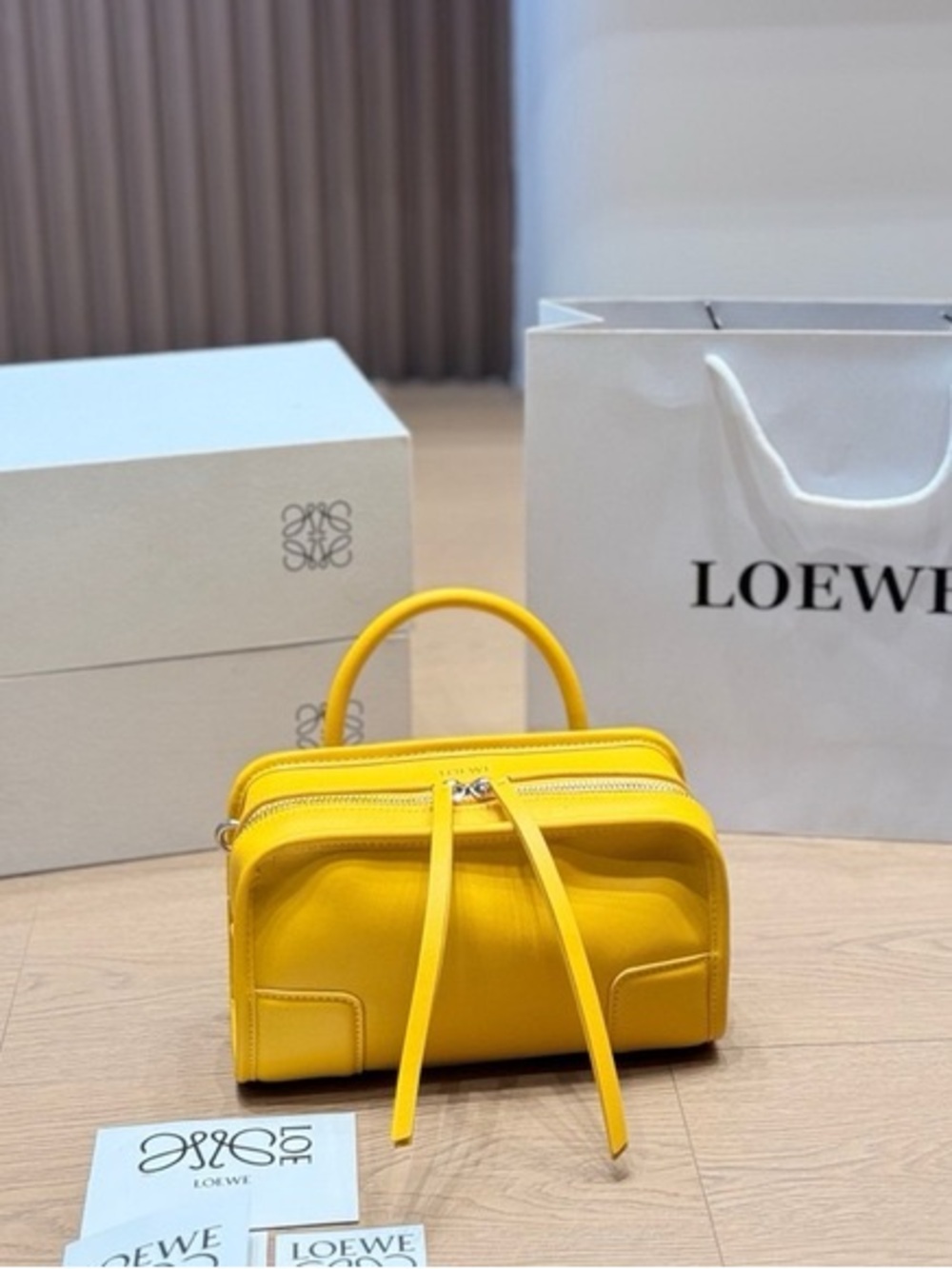 FineLoewe Canary Yellow Leather Top-Handle Satchel
